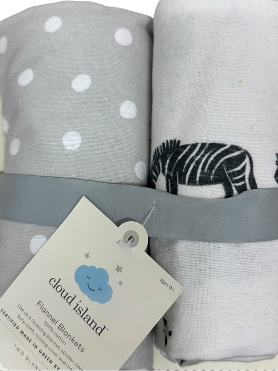 cloud island Other - cloud island Gray Polka Dot & White Zebra Flannel Baby Blankets new set of 2